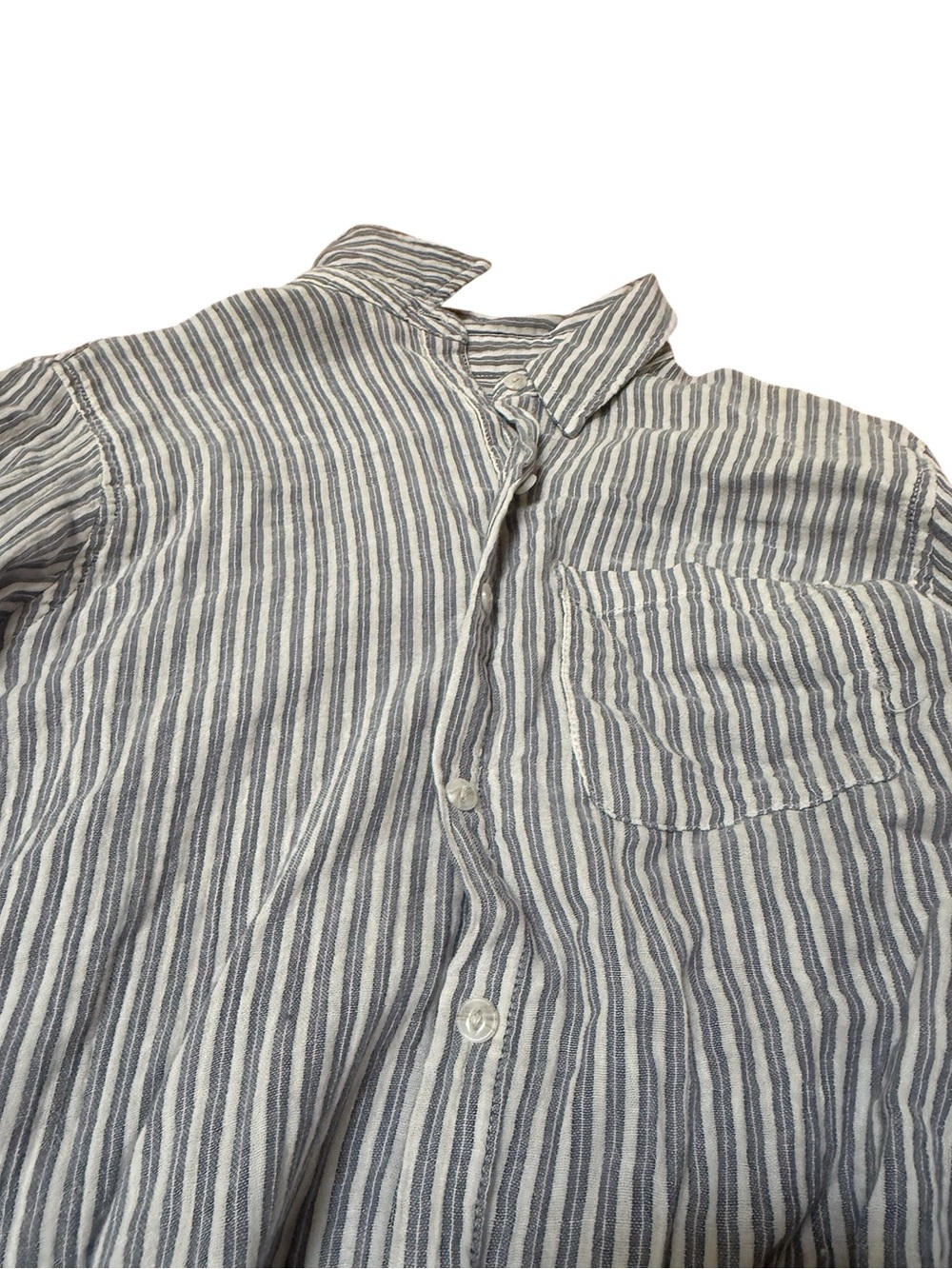 Striped Blue and White  Button-Up Shirt